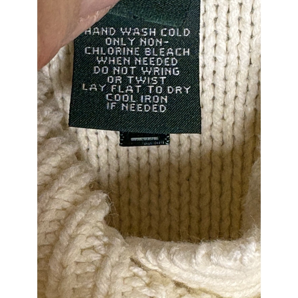 LRL Ralph Lauren Women's M Ivory Shawl Collar Sweater Poncho Classic Coastal - Picture 6 of 11
